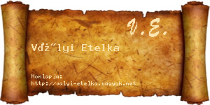 Vályi Etelka névjegykártya